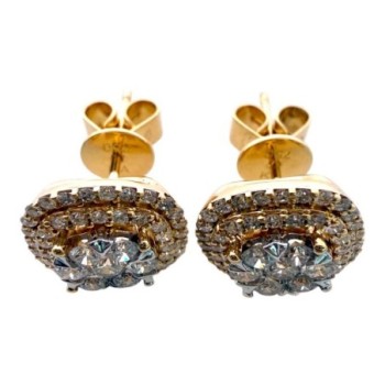 Boucles D'Oreilles Christian Or Jaune 18ct & Diamants 106 (1carat) H.SI Brillant 4.17Gr