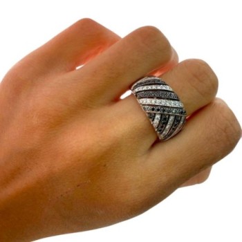 BAGUE OR BLANC 18CT 10.61GR & DIAMANTS BLANC ET NOIR