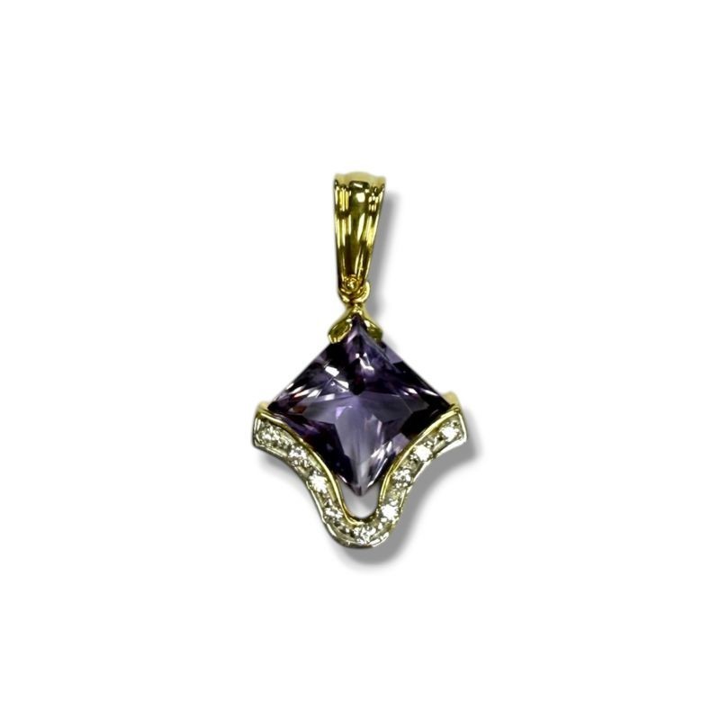 PENDENTIF OR 14CT (585) AMETHYSTE 4.90GRS 3X1.6CM
