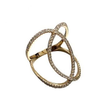 DJULA BAGUE OR ROSE 750 + DIAMANTS 0.46CT 3.8GRS T55