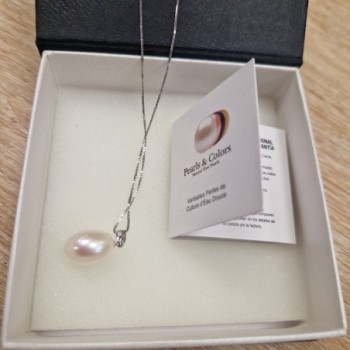PENDENTIF PERLE DE CULTURE D'EAU DOUCE POIRE ARGENT 925