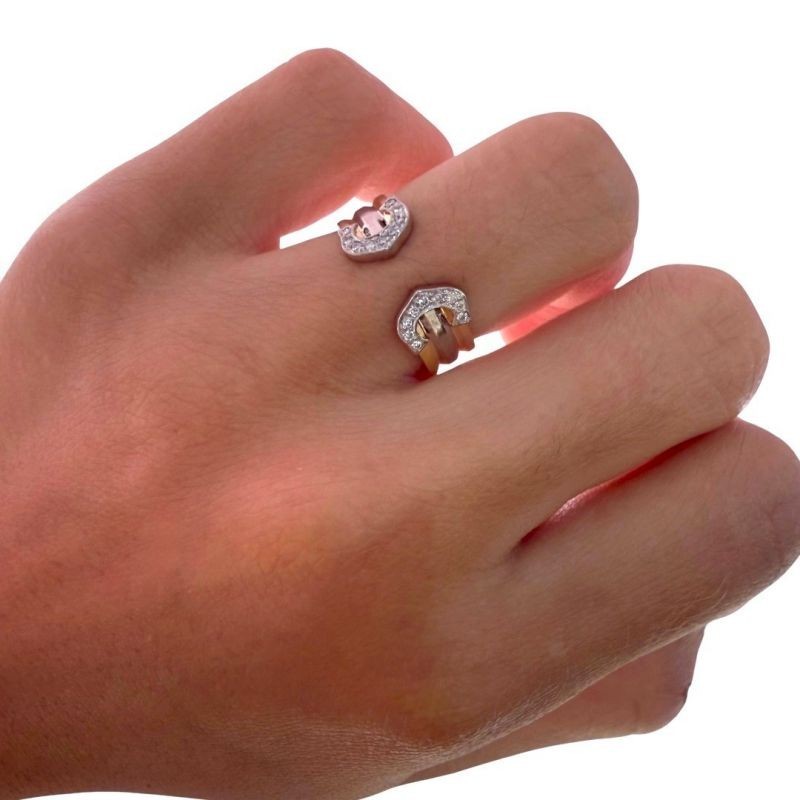 BAGUE CARTIER 3 ORS DOUBLE C 3.4GRS TAILLE 49 + DIAMANTS