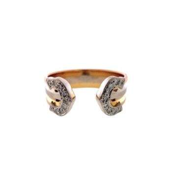 BAGUE CARTIER 3 ORS DOUBLE C 3.4GRS TAILLE 49 + DIAMANTS