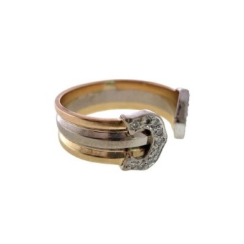 BAGUE CARTIER 3 ORS DOUBLE C 3.4GRS TAILLE 49 + DIAMANTS