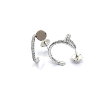 BOUCLES D'OREILLES CARTIER JUSTE UN CLOU PAVE OR BLANC 18K & DIAMANTS 4.50G