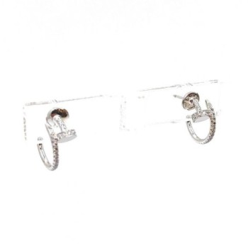 BOUCLES D'OREILLES CARTIER JUSTE UN CLOU PAVE OR BLANC 18K & DIAMANTS 4.50G