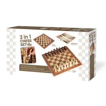 ECHEQUIER 3 EN 1  (ECHECS, DAMES, BACKGAMMON)