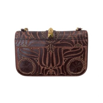 SAC VALENTINO GARAVANI GLAM ROCKSTUD BRUN 