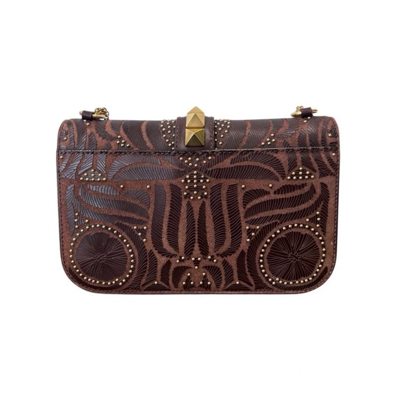 SAC VALENTINO GARAVANI GLAM ROCKSTUD BRUN 
