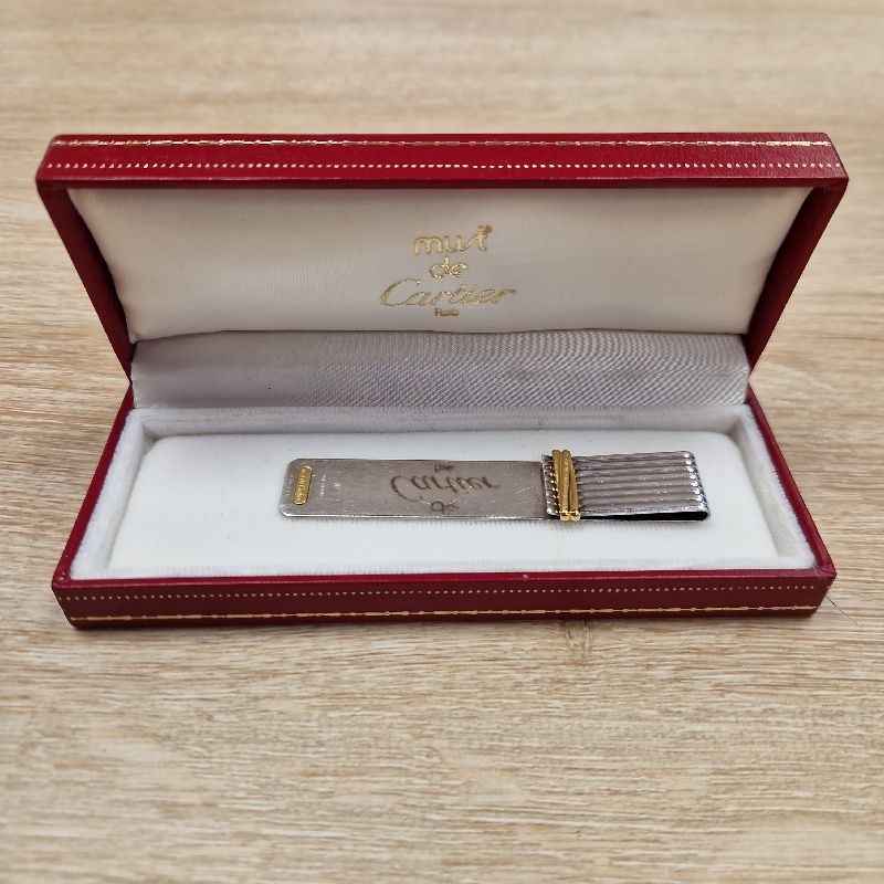 PINCE A CRAVATE CARTIER ARGENT ET OR 11.39GRS