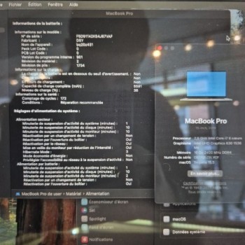 MACBOOK PRO 15'' 2019 I7 6COEUR 16GO 256GB