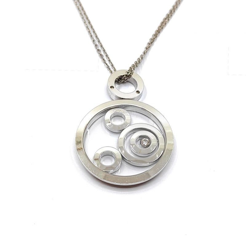 COLLIER CHOPARD SPIRIT HAPPY DIAMOND OR BLANC 18CT 30.27G L.60CM