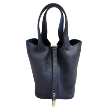 SAC A MAIN HERMES PICOTIN 18 BLEU + FACTURE 2022