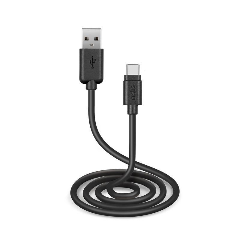 SBS Mobile USB2.0 a Naar USB2.0 Type-C Kabel 3 Meter Zwart