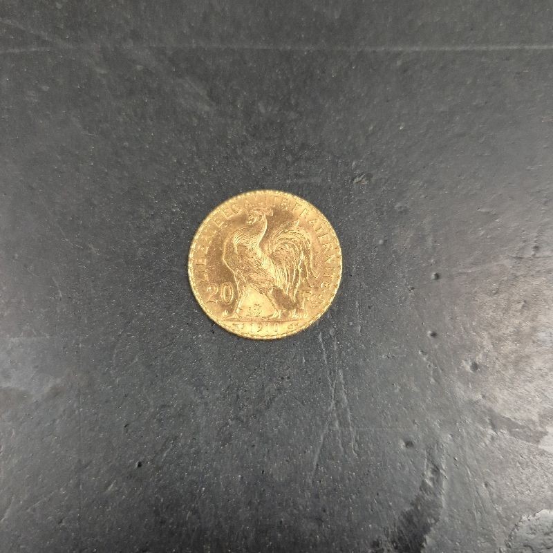 20 FRANCS FRANCAIS OR 21.6K 1910 6.45GR