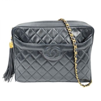 CHANEL VINTAGE CUIR D AGNEAU NOIR 27 X 20 X 7,5 CM DE 1993
