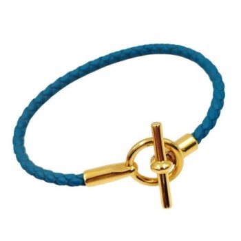 BRACELET HERMES GLENAN SIMPLE BLEU JEAN T 1 14,5 CM
