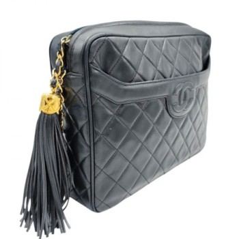 CHANEL VINTAGE CUIR D AGNEAU NOIR 27 X 20 X 7,5 CM DE 1993