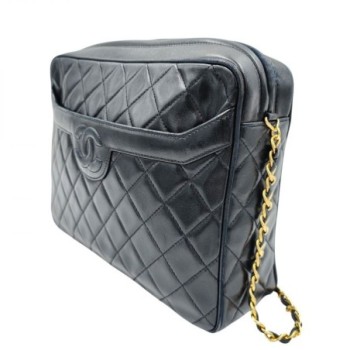 CHANEL VINTAGE CUIR D AGNEAU NOIR 27 X 20 X 7,5 CM DE 1993