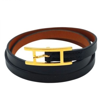 Bracelet Behapi Double Tour NOIR ET FAUVE 72 CM