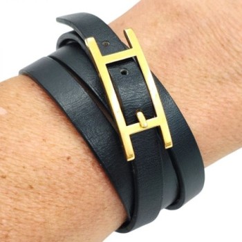 Bracelet Behapi Double Tour NOIR ET FAUVE 72 CM