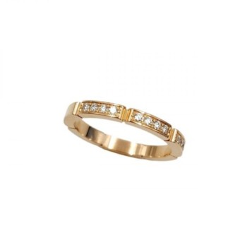 CARTIER ALLIANCE MAILLON PANTHERE SEMI PAVEE  OR 18K 12 DTS 0,15 CT  3.95GR T54