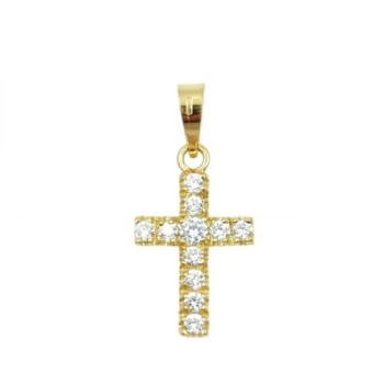 PENDENTIF OR 18K 1.53 GR ZIRCONS CROIX 2 X 1,4 CM 2,8 CM DE LONG AU TOTAL
