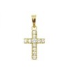 PENDENTIF OR 18K 1.53 GR ZIRCONS CROIX 2 X 1,4 CM 2,8 CM DE LONG AU TOTAL