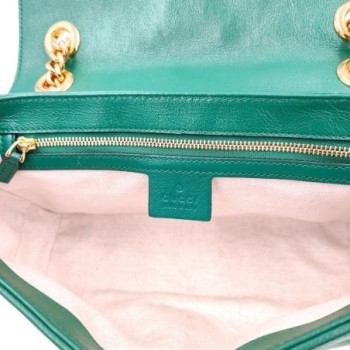 SAC GUCCI GG MARMONT FLAP CUIR VERT 25 X 14 X 7 CM