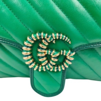 SAC GUCCI GG MARMONT FLAP CUIR VERT 25 X 14 X 7 CM
