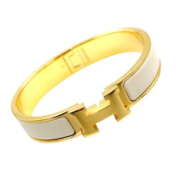 BRACELET CLIC H  HERMES EMAIL ET METAL DORE 12MM PM
