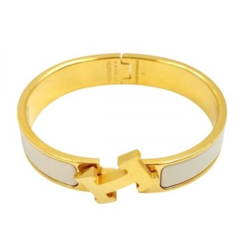 BRACELET CLIC H  HERMES EMAIL ET METAL DORE 12MM PM
