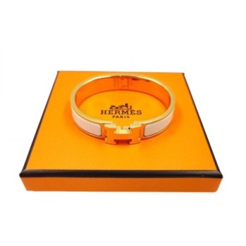 BRACELET CLIC H  HERMES EMAIL ET METAL DORE 12MM PM
