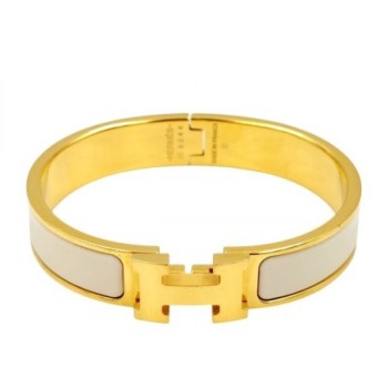 BRACELET CLIC H  HERMES EMAIL ET METAL DORE 12MM PM