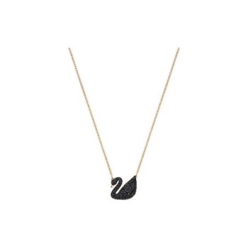 SWAROVSKI PENDENTIF CYGNE NOIR COUCHE D'ALLIAGE D'OR ROSE