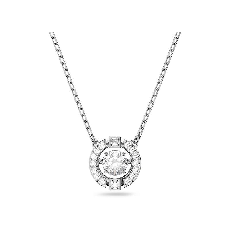 SWAROVSKI COLLIER SPARKLING DANCE ROUND BLANC MÉTAL RHODIÉ