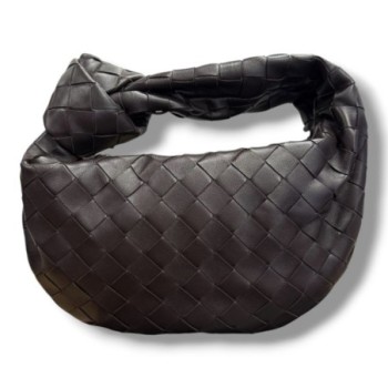 BOTTEGA VENETA JODIE MINI MARRON FONCE FONDANT CUIR D AGNEAU 26X13X8.5CM DUSTBAG