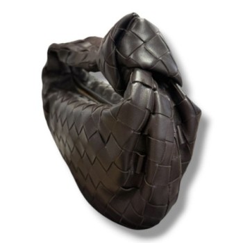 BOTTEGA VENETA JODIE MINI MARRON FONCE FONDANT CUIR D AGNEAU 26X13X8.5CM DUSTBAG