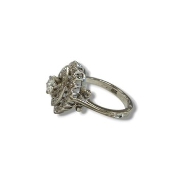 BAGUE STYLE MARQUISE OR BLANC T53 18CT 5.24grs DIAMANTS 0.45CT CERTIFICAT GEMMOLOGUE