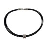 COLLIER BULGARI BZERO PENDENTIF EN OR BLANC 18CTS AVEC TOUR DE COU EN CUIR
