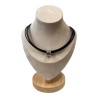 COLLIER BULGARI BZERO PENDENTIF EN OR BLANC 18CTS AVEC TOUR DE COU EN CUIR