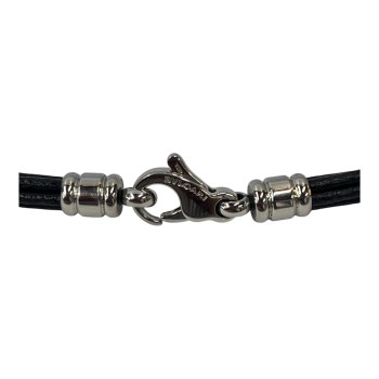 COLLIER BULGARI BZERO PENDENTIF EN OR BLANC 18CTS AVEC TOUR DE COU EN CUIR