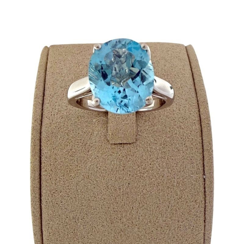 Bague Or Blanc 18ct 6.30Gr & Topas 5.6 Carat T53