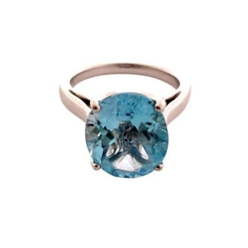 Bague Or Blanc 18ct 6.30Gr & Topas 5.6 Carat T53