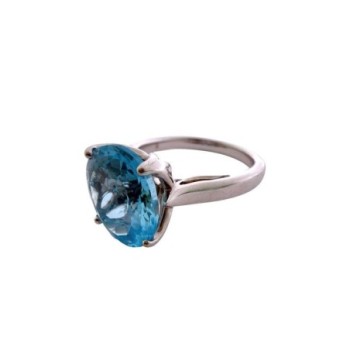 Bague Or Blanc 18ct 6.30Gr & Topas 5.6 Carat T53