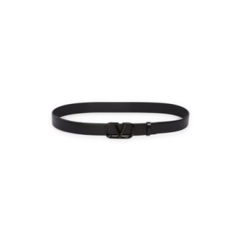 Valentino Garavani VLOGO Leather Belt in Nero at Nordstrom, Size 65
