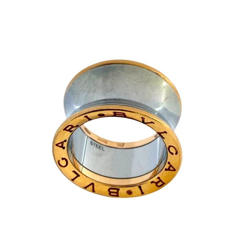 BAGUE BULGARI BZERO ANISH KAPOOR ACIER ET OR ROSE 18CT T 50