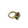 BAGUE OR JAUNE 18CT 5.23GRS DIAMS + QUARTZ FUME