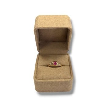 BAGUE OR JAUNE 18CT PIERRE ROSE 3.3GRS T54