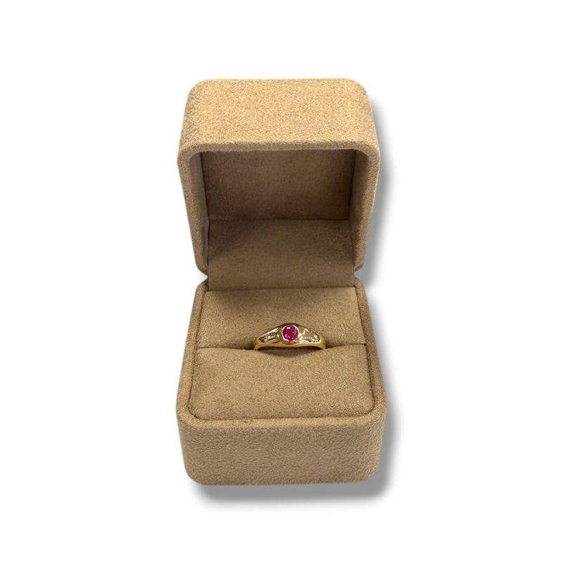 BAGUE OR JAUNE 18CT PIERRE ROSE 3.3GRS T54